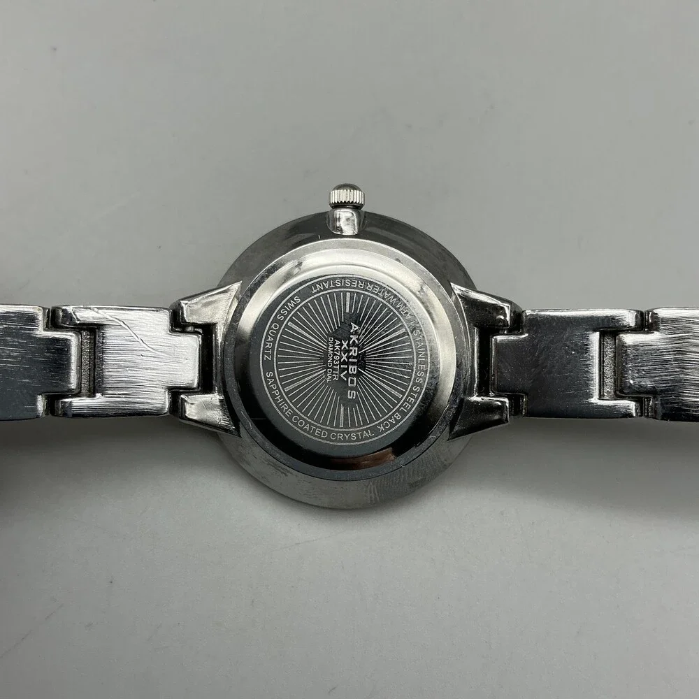Akribos XXIV Diamond Womens Watch 30mm Two Tone Bracelet New Battery 7.5